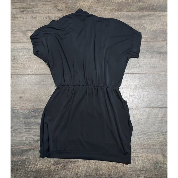 Rachel Roy Black Doleman Sleve Draped Faux Wrap 24 Hour Mini Dress Woman M - Picture 2 of 10